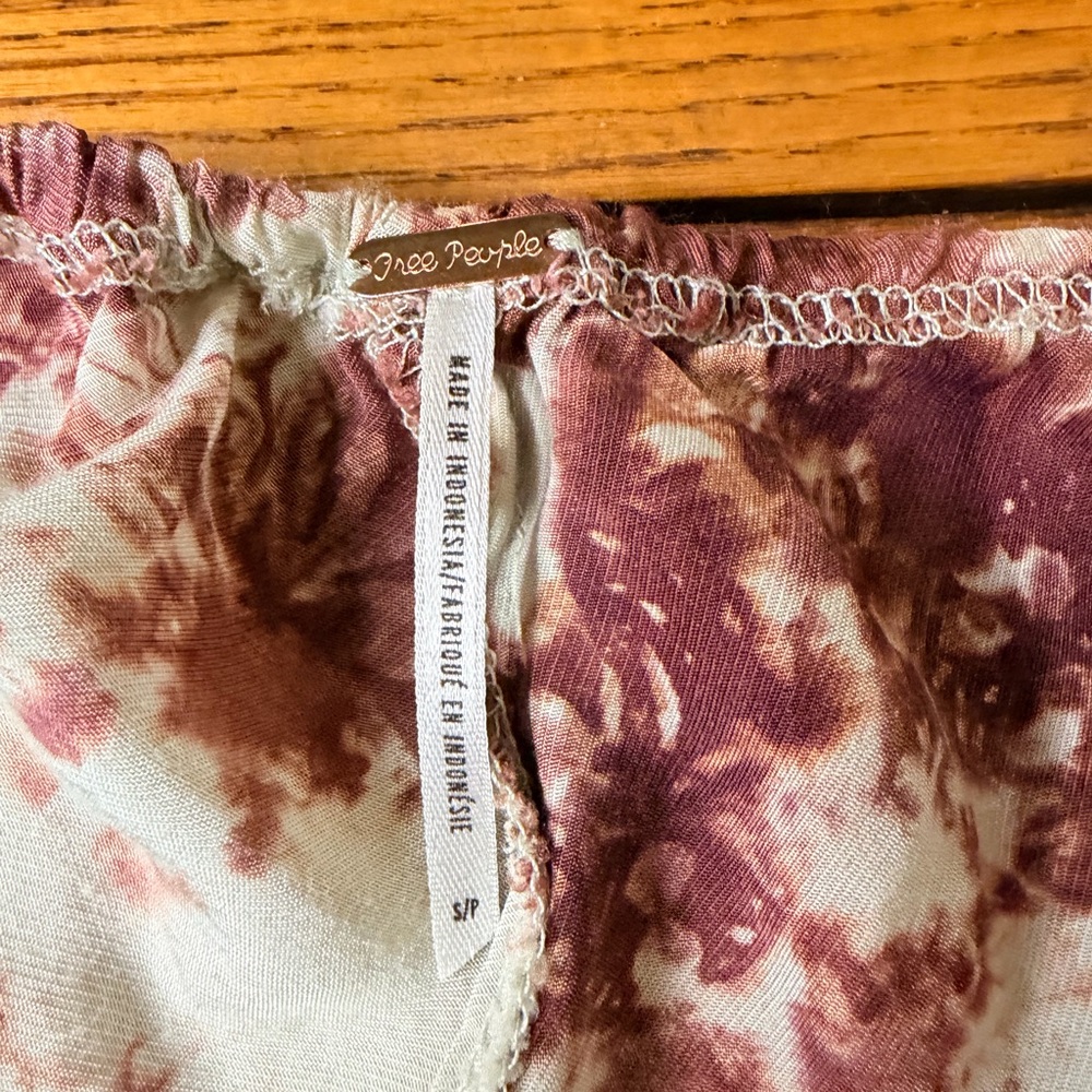 Free People Maroon and Cream Tie-Dye Romper - Picture 8 of 13